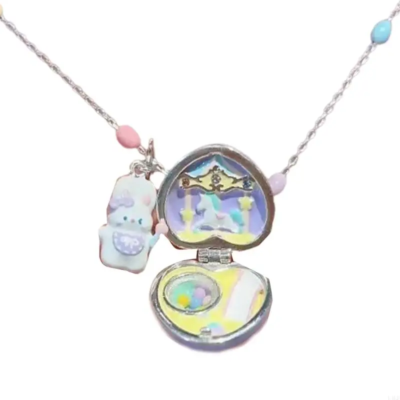 U4LF Adjustable Rabbit Heart Choker Openable Necklace Sweet Clavicle Chain Jewelry 5