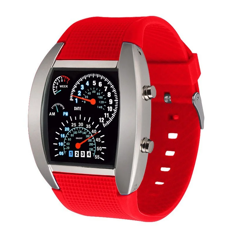 Racing dashboard electronic watch fashion sports aviation LED electronic watch men and women students personalised watch 5