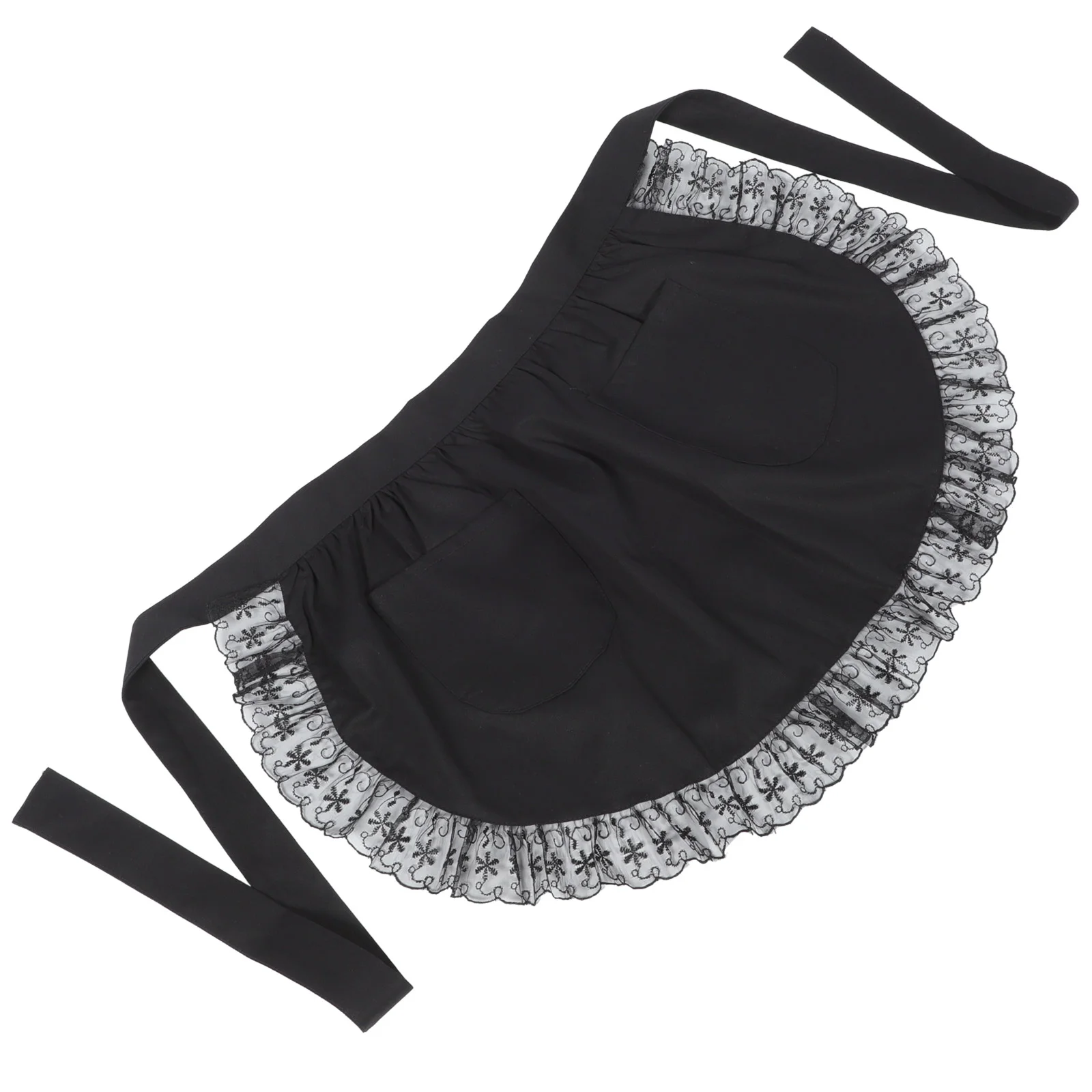 

Kichvoe Girls Waist Apron Bbq Accessories Black Lace Maid Apron Waist Apron Cotton Server Waitress Apron Short Apron