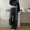 New In Women's Sweatpants Casual Matching Wide Leg Pant Chic Sportswear Loose Cargo Pants Drawstring Joggers Baggy Streetwear 4