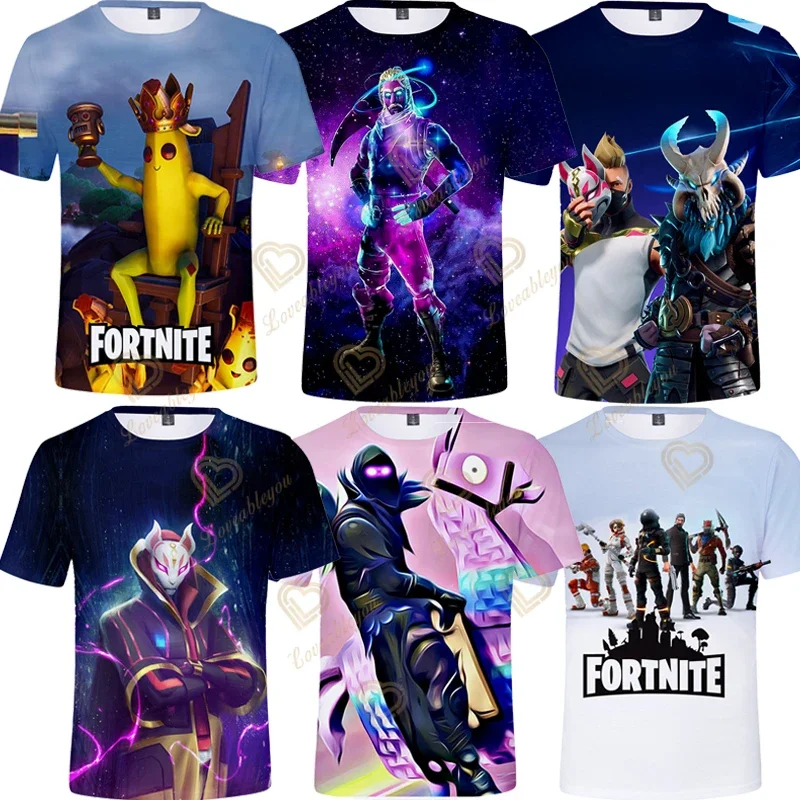 Abbigliamento Uomo Top Ragazzo T-Shirt Gioco Stampa 3D Fortnite Magliette Anime Battle Royale Manica Corta Ragazzi Ragazze Vestiti Streetwear