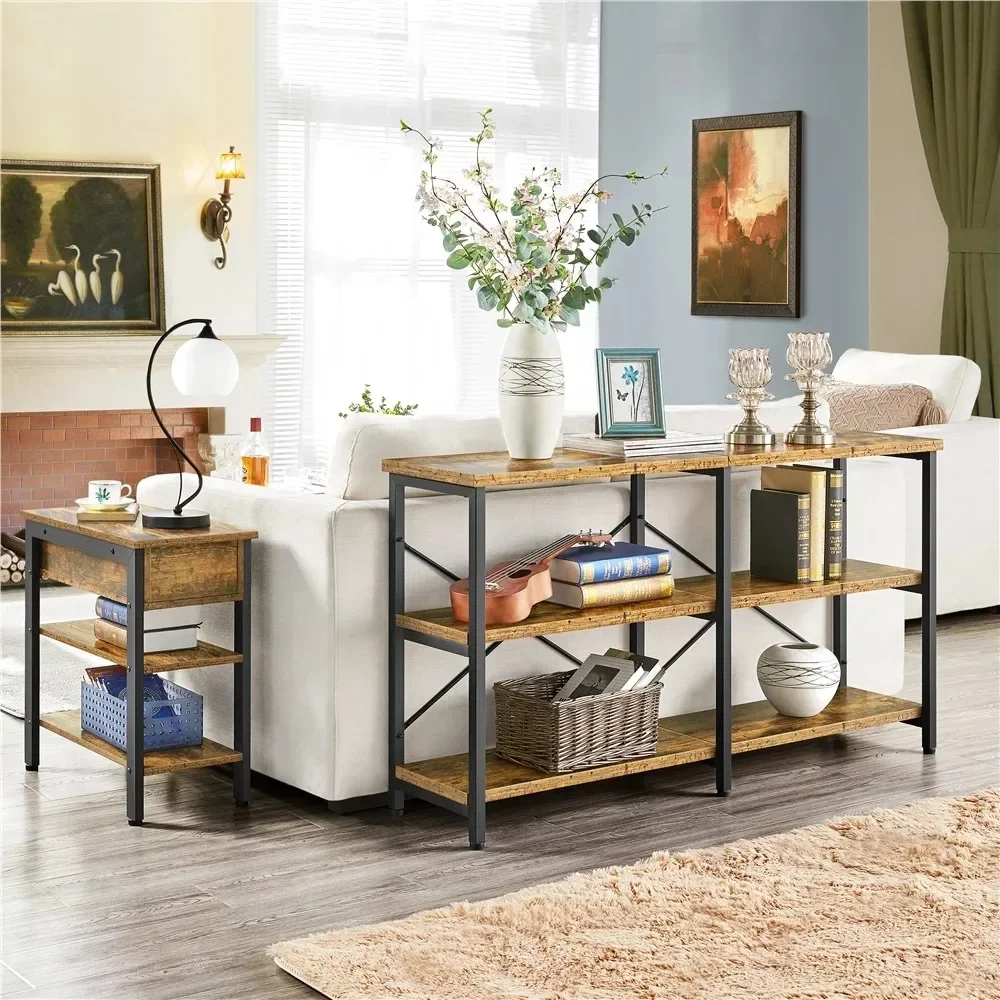 

55inch 3-Tier Industrial Console Table, Multiple Colors