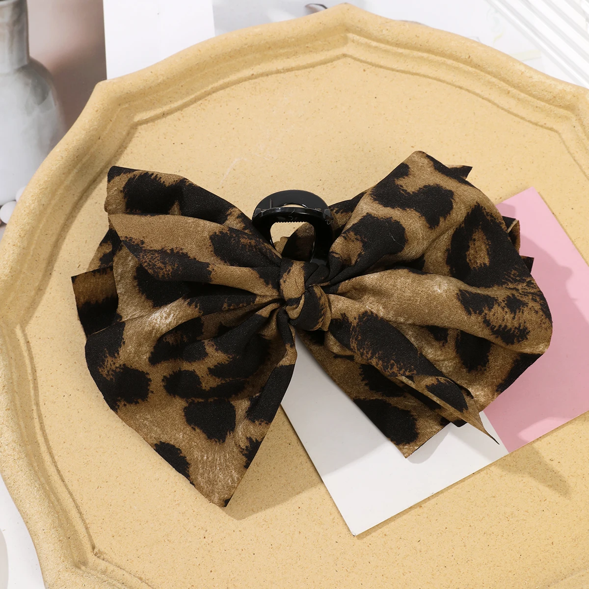 1pc New Leopard Bow Hair Claw Crab Clips Ponytail Hairpin Barrettes Elegant Hairgipper for Women Girl Hair Accessories Headdress