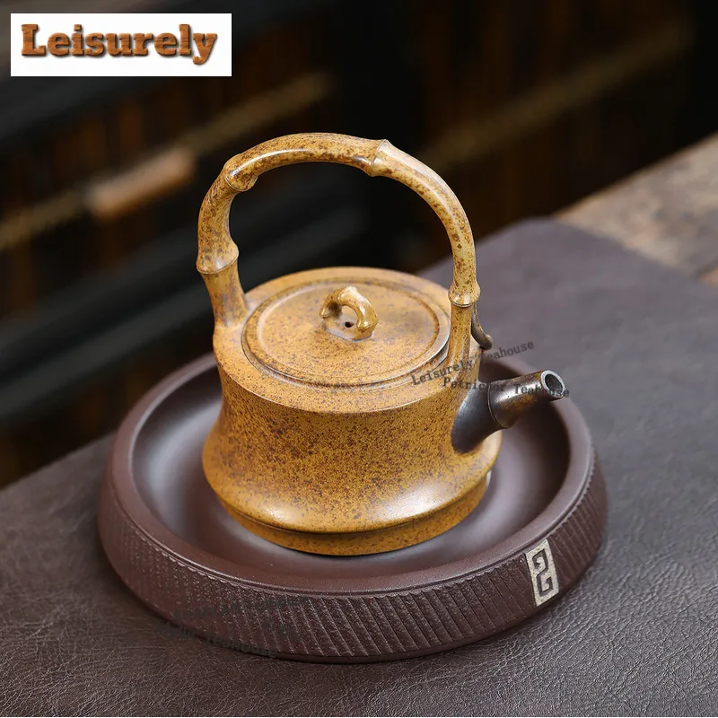 300ml Yixing Purple Clay Teapots Handmade Lifting Handle Pot Raw Ore Wood-fired Porcelain Mud Kettle With Filter Zisha Tea Set