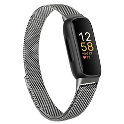 Elegant Stainless Steel Magnetic Strap - Premium Metal Bracelet Wristband Accessory - Fitbit inspire 3 (Gun Color)