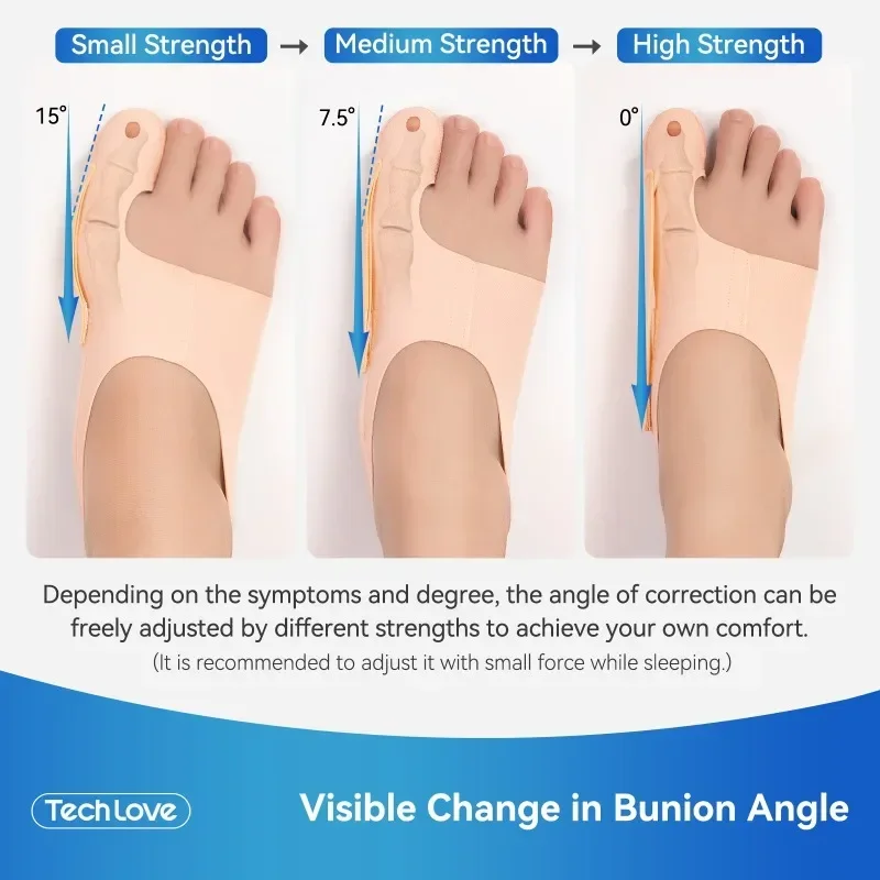 Tech Love Hallux Valgus Corrector Toe Straightener Adjustable Orthopedic Socks Relief Bunion Pain Feet Protector Foot Care Tools
