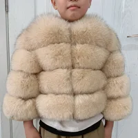 Children's fur jacket real fox fur childs fur jacket suitable for girls and boys aged 1-13 years old Kids fur jacket universal - Image 3