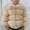 Children's fur jacket real fox fur childs fur jacket suitable for girls and boys aged 1-13 years old Kids fur jacket universal 3