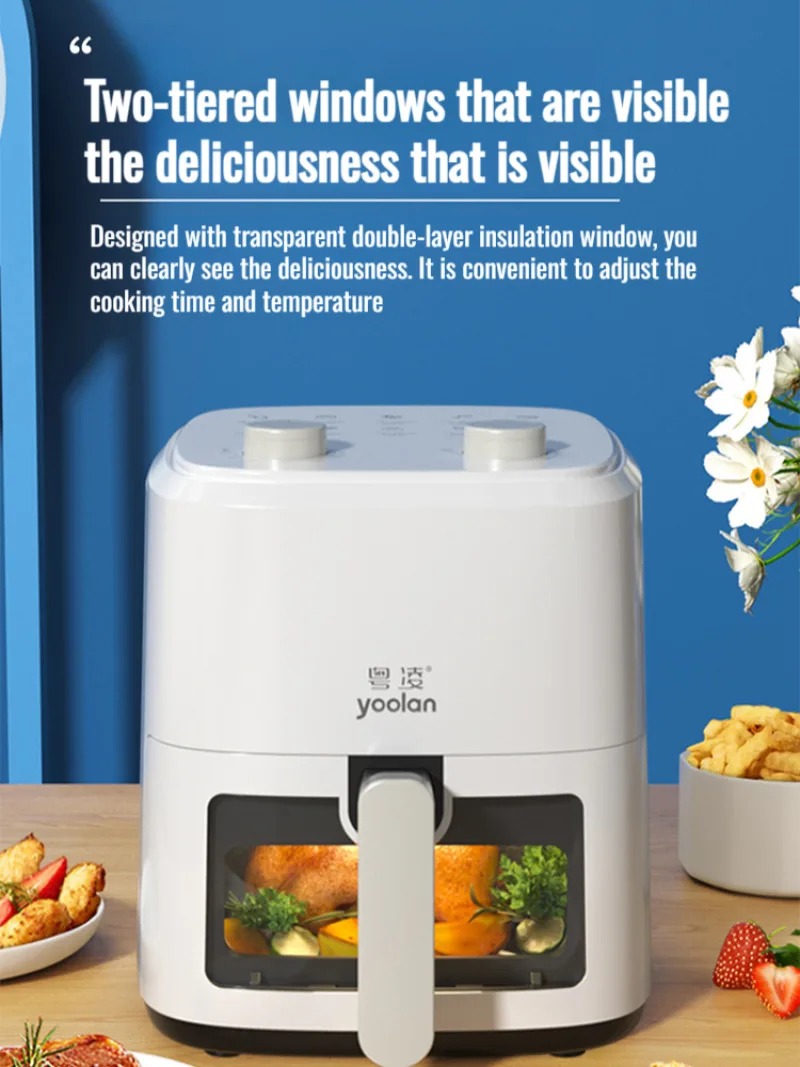 5L Air fryer Large capacity for home use high-capacity electric oven fully automatic intelligent french fry machine Temperature