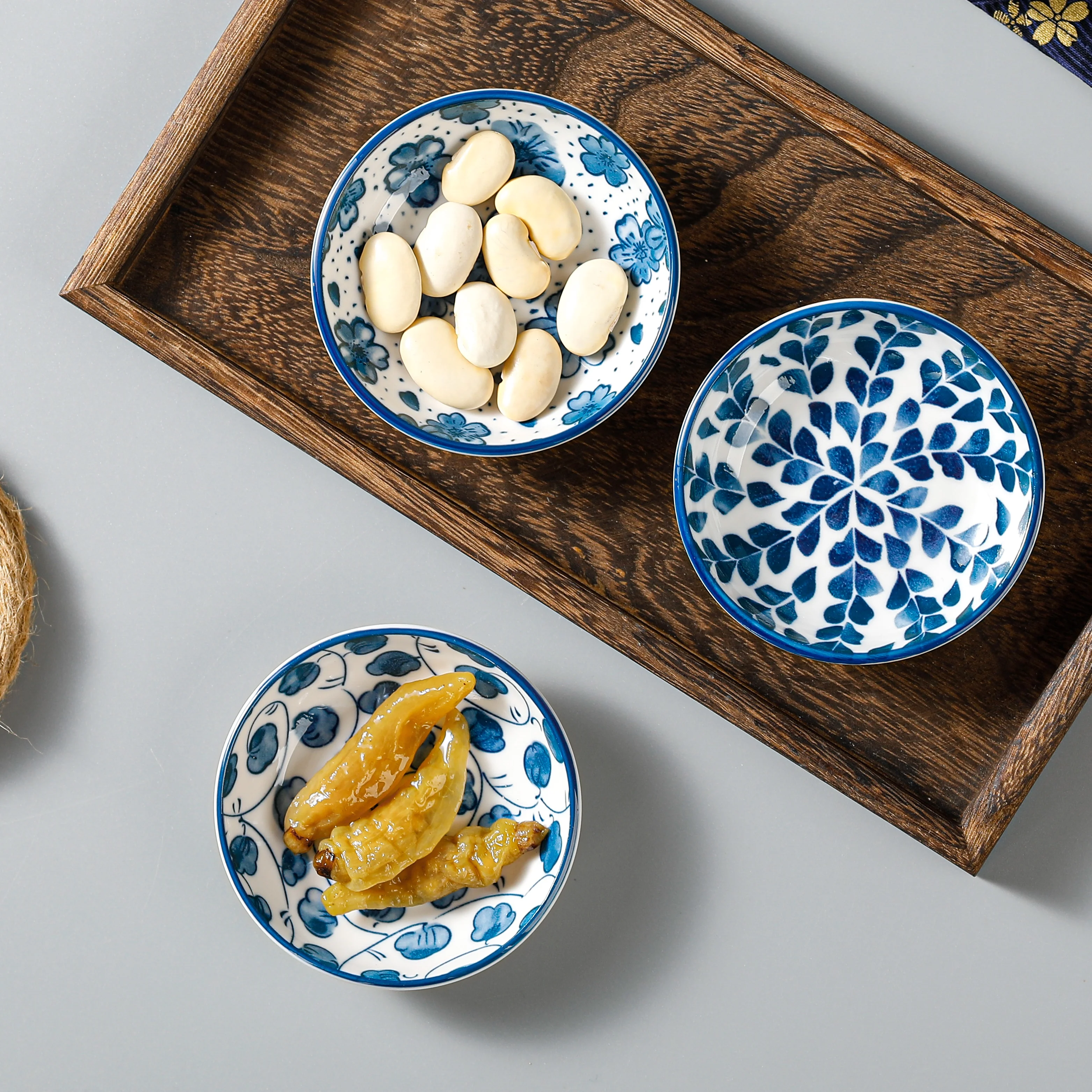 Mini Ceramic Sauce Dishes - Retro Chinese Style Sashimi Sushi Plates 6PCS Set