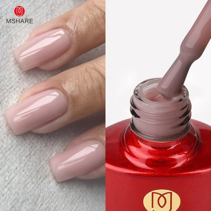 MSHARE Milky Pink Rubber Base Gel Glitter Camouflage Color Coat Soak Off Nails Gels Varnish Lacquer 10ml UV LED Gel Polish 3