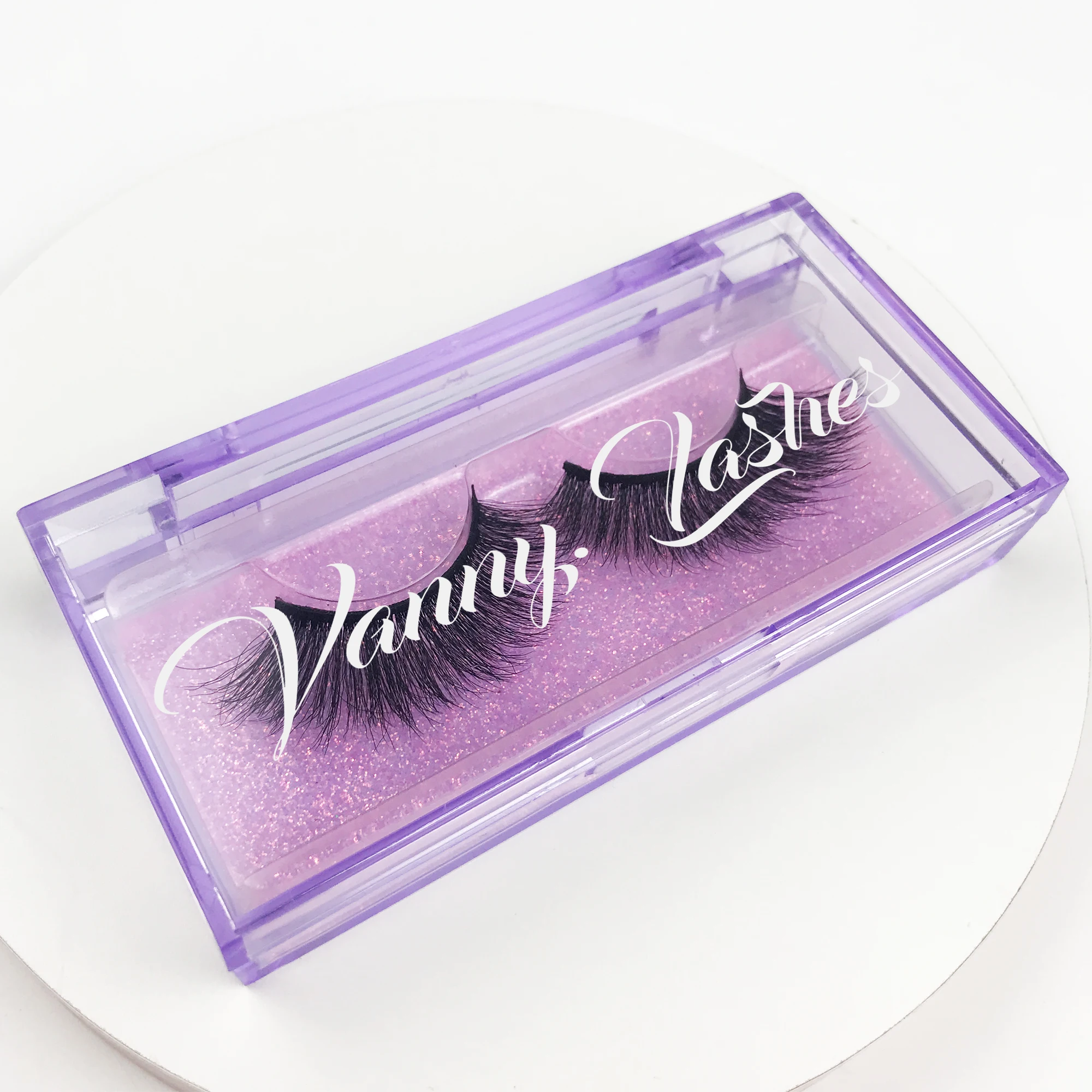 

FOXYFOX Fluffy Mink Lashes Rectangle Eyelash Box Case Custom Brand Acrylic Eyelash Packaging Empty Wholesale Lash for Business