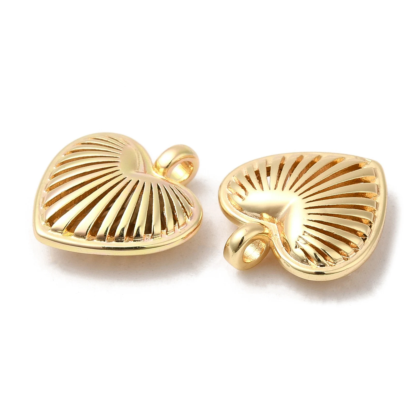 10pcs Heart Charms Brass Pendants Real 18K Gold Plated for Bracelet Necklace DIY Jewelry Making Findings Crafts 16x15x4.5mm