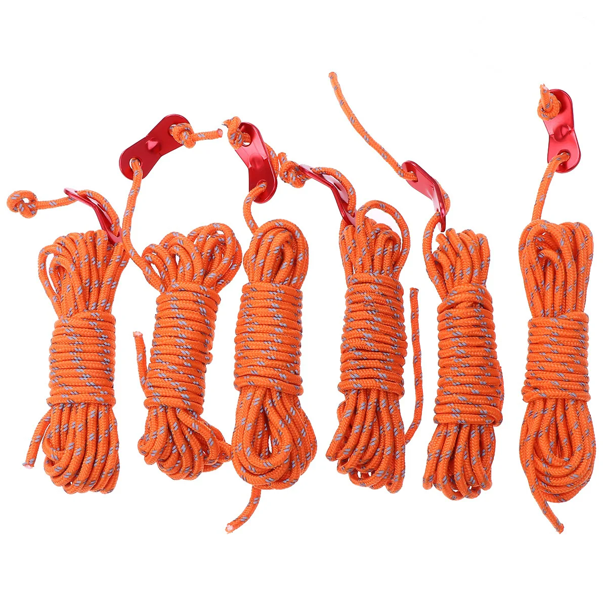 

6 Pack 4mm Outdoor Tent Rope Reflective Tent Guy Lines Guide Ropes Camping Hiking Polypropylene Rope with Aluminum
