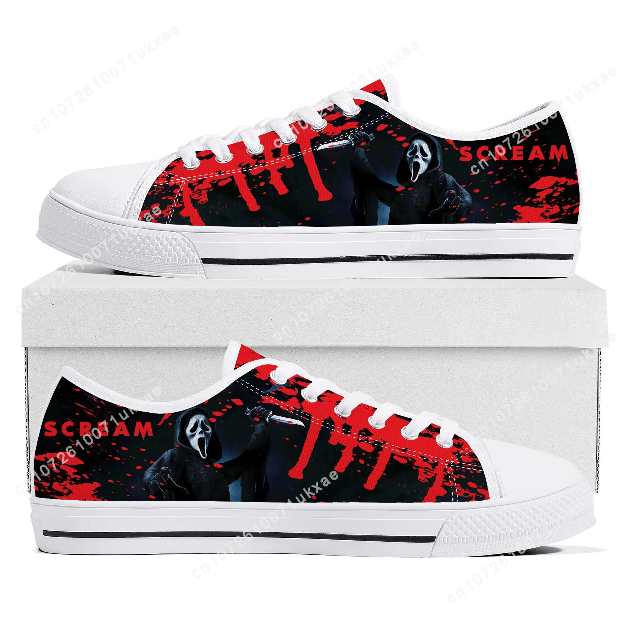 

Scream Movie billy Loomis Halloween Low Top Sneakers Mens Womens Teenager Canvas Sneaker Casual Custom Made Shoes Customize Shoe
