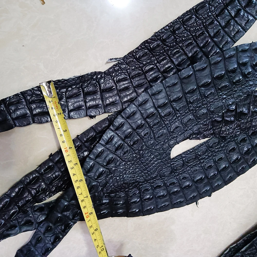 Leather Fabric Leather Material Handmade Leather Genuine Leather Crocodile Spine Material, Black Keychain, Pendant, DIY Leather Bag Accessories, Handmade