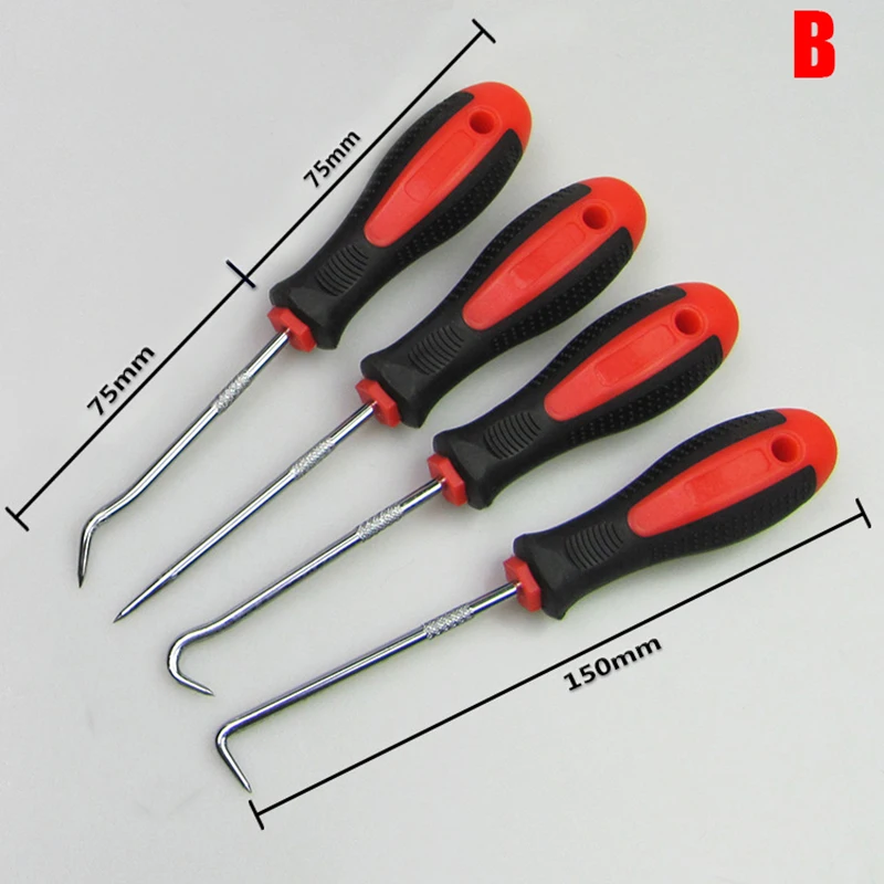 Car Auto Vehicle Oil Seal Screwdrivers Set 4Pcs O Ring Removal Tool Gasket Puller Long Remover Tool Set Auto Car Pick and Hook