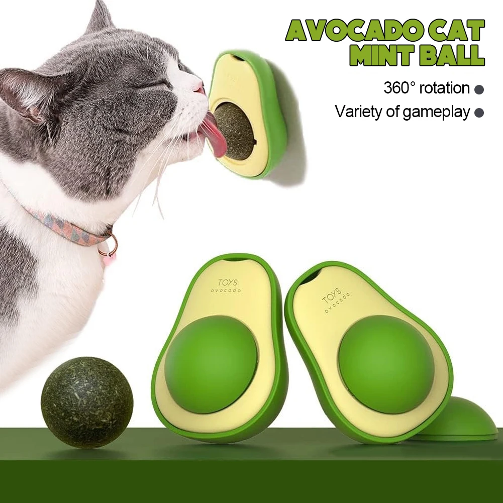 

Avocado Catnip Wall Ball Cat Toys Catnip Edible Licking Balls Snack Healthy Rotatable Treats Toys Kitten Supplies Teeth Cleaning