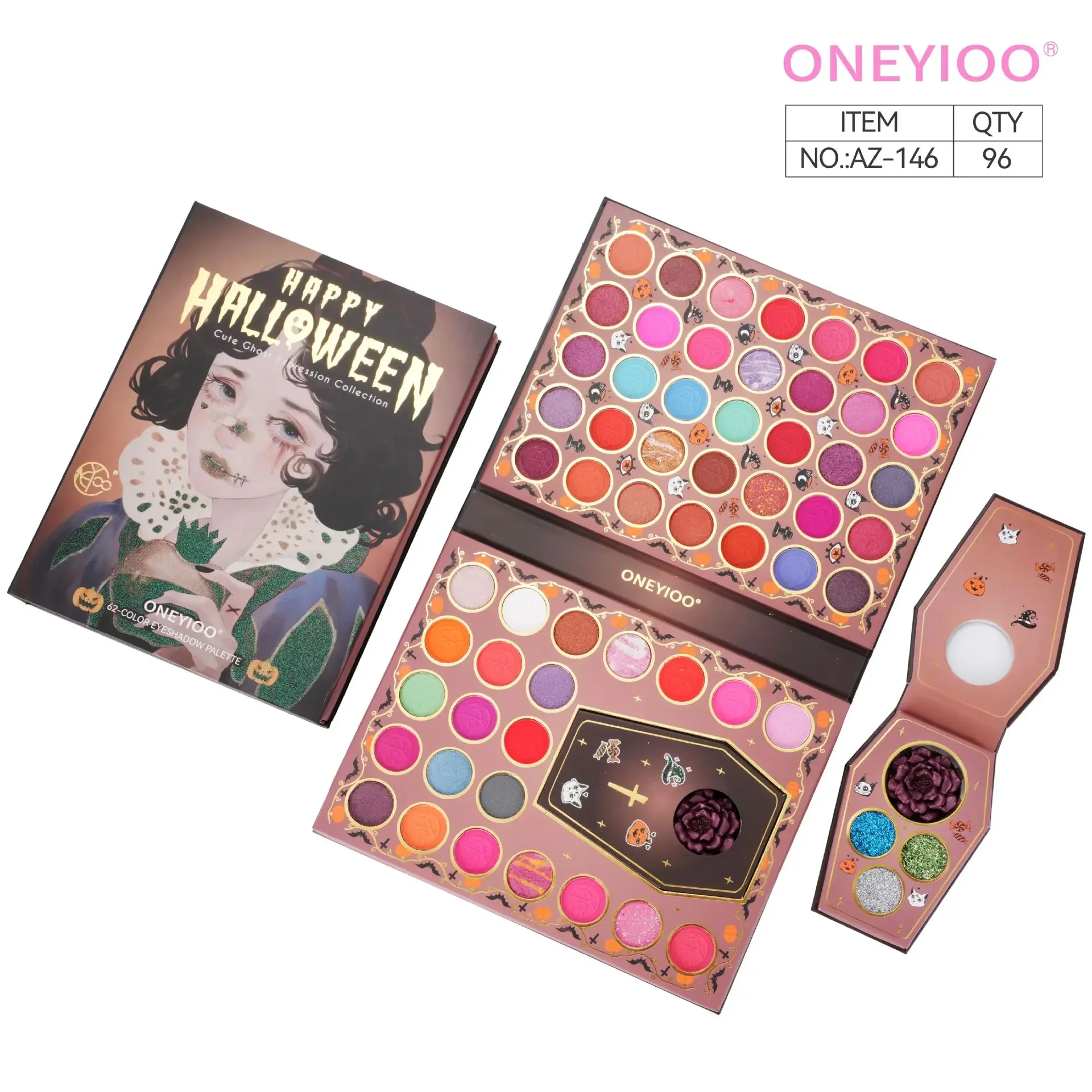 70 Colors Cartoon Pattern Eye Shadow Plate Sets Box Matte Pearlescent with Brush Makeup Neon Eyeshadow Palette Gliter for Eyes