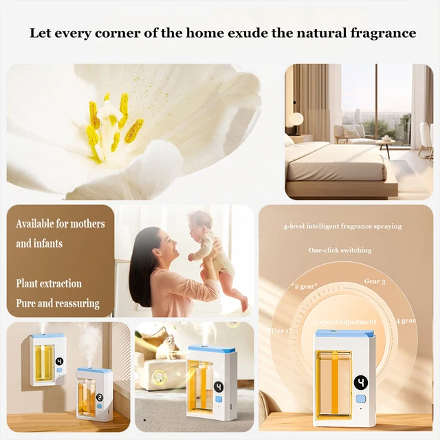 4-Modes Scent Diffusers for Home Oil Diffuser Bedroom Vaporizer Natural Fragrance Humidifier USB Aromatherapy Desktop 6