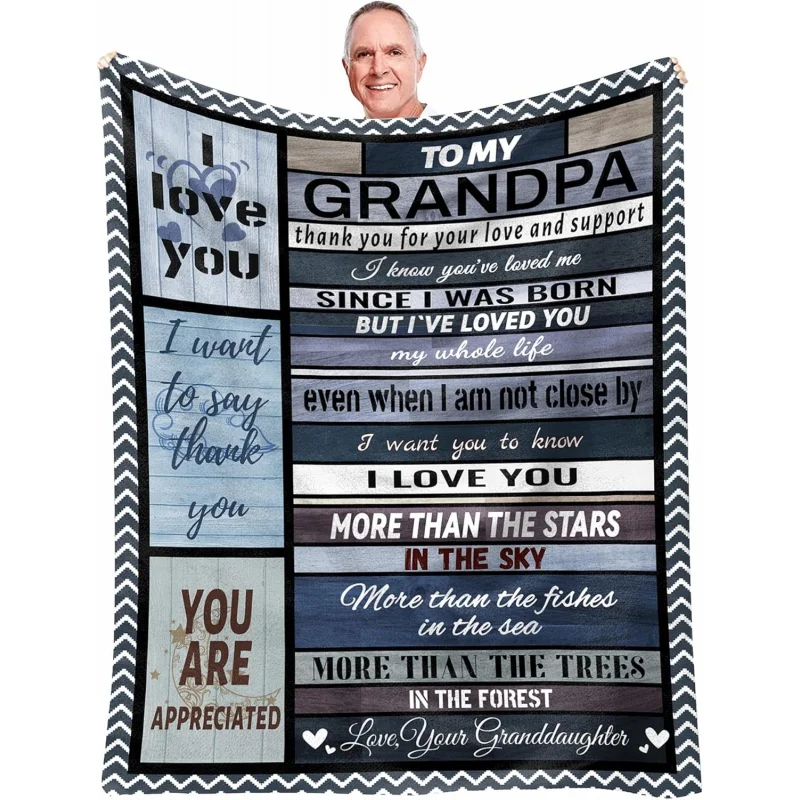 

Best/Great Grandpa Gifts, to My Grandpa Blanket from Granddaughter, New Grandpa Gift, Customized Soft Flannel Throw Blankets