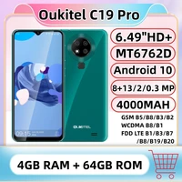 Oukitel C19 Pro Smartphone 4GB RAM 64GB ROM 6.49 Inch HD+ Telphone 4000mAh MT6762D Octa Core Android 10 13.0MP Mobile Phone 1