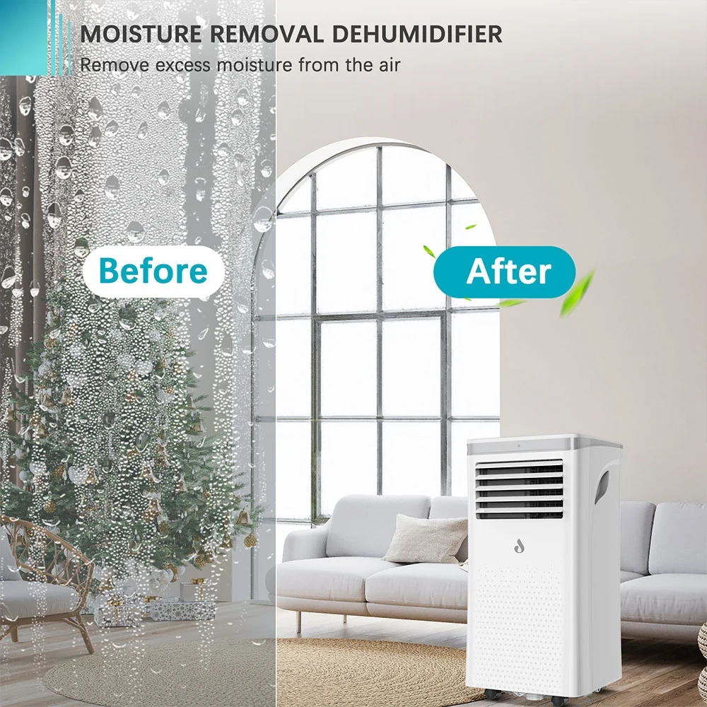 LUKO A011D1-7K 3 in 1 Portable Air Conditioner Dehumidifier, 7000BTU Cooling Capacity, 2 Wind Speeds, 24-Hour Timer