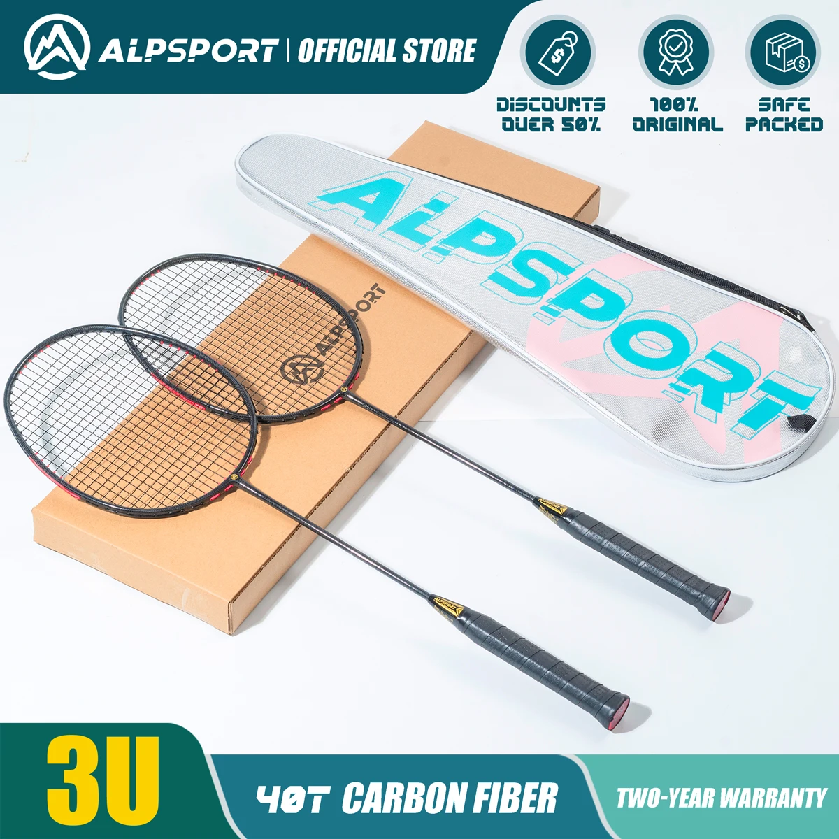 alp-bztk-3u-2pcs-lot-badminton-racket-40t-high-stiffness-carbon-fiber-tungsten-alloy-maximum-35-lbs-imported-high-end