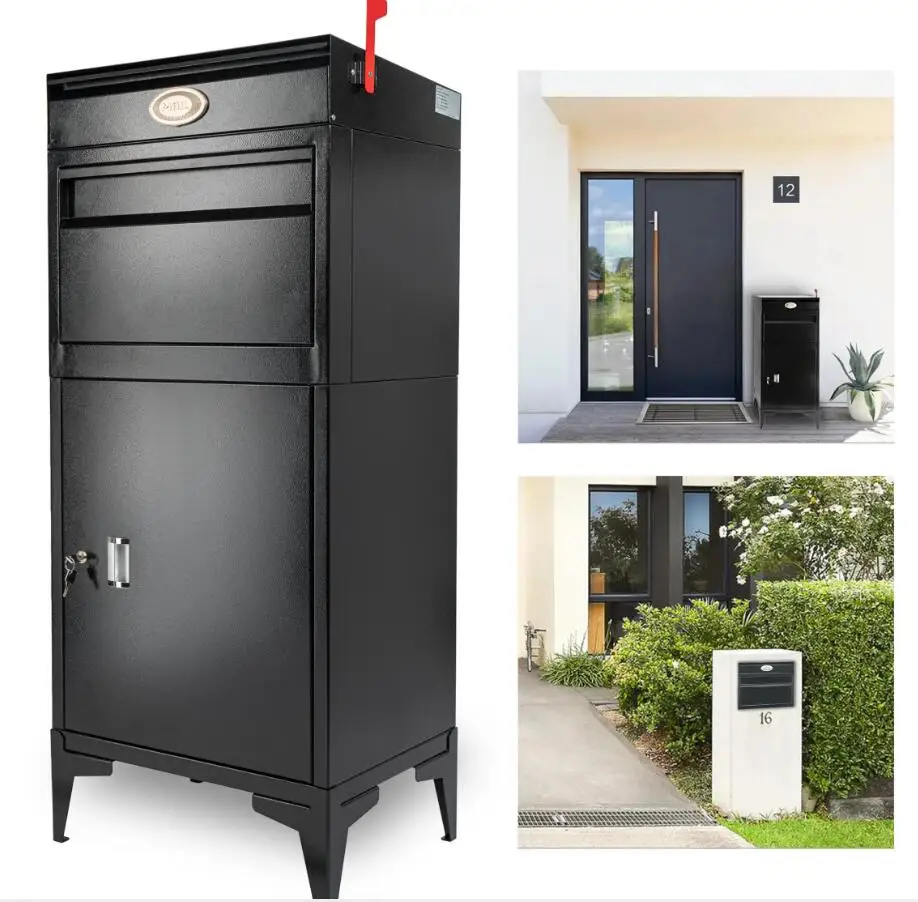 Фото Большие бытовые ящики для посылок снаружи, очень большой почтовый ящик для посылки, почтовый ящик из легированной стали, запираемый на стену №3