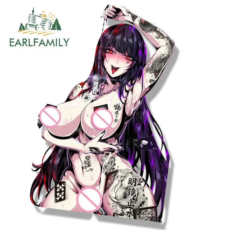 EARLFAMILY-Ahegao Jabami Yumeko Adesivo De Carro, Desenhos Animados Fanart, Esboço Anime, Waifu Decal, JDM Gyaru, Peeker Adesivos Menina