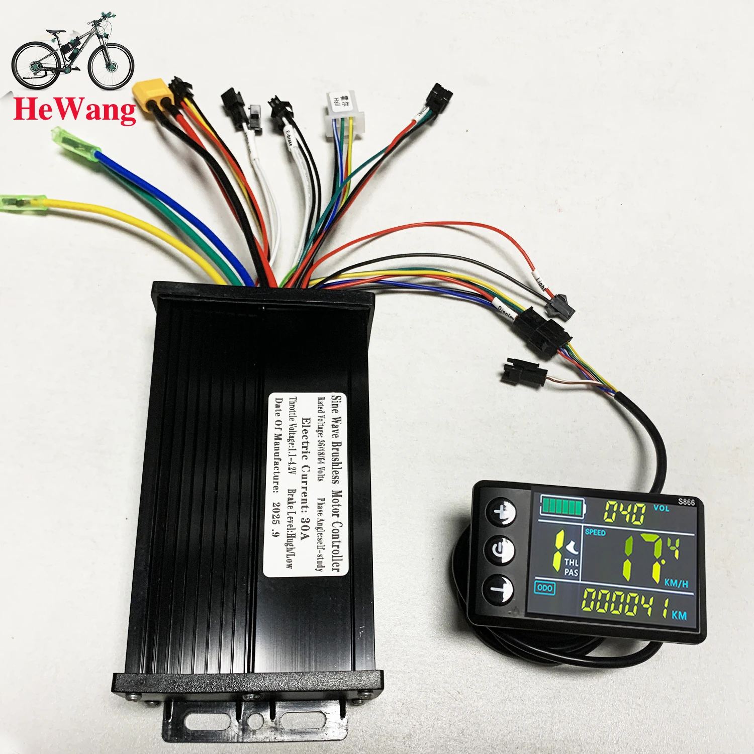 20A/30A E-Bike Sine Wave BLDC Controller with S866 Color Meter Kit  350W-1500W f