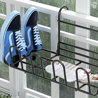 Hanger Window Balcony Window Sill Drying Rack Hanging Shoe Rack Balcony Drying Shoe Rack, Holds up to 4 Pair - Black 2