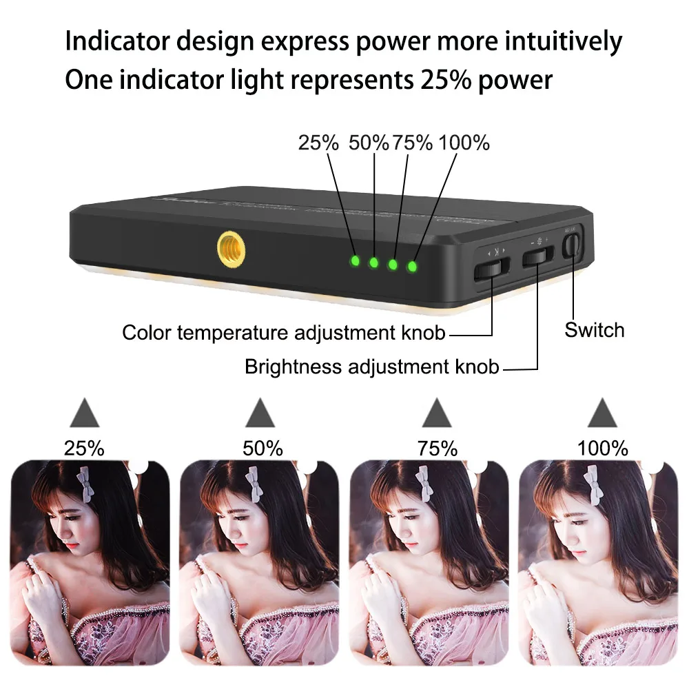 LED Photography Light Camera Light Phone Clip 6 Kind Of Color Card Soft Light Cover Rechargeable 2500K-9000K Bi-Color Panel