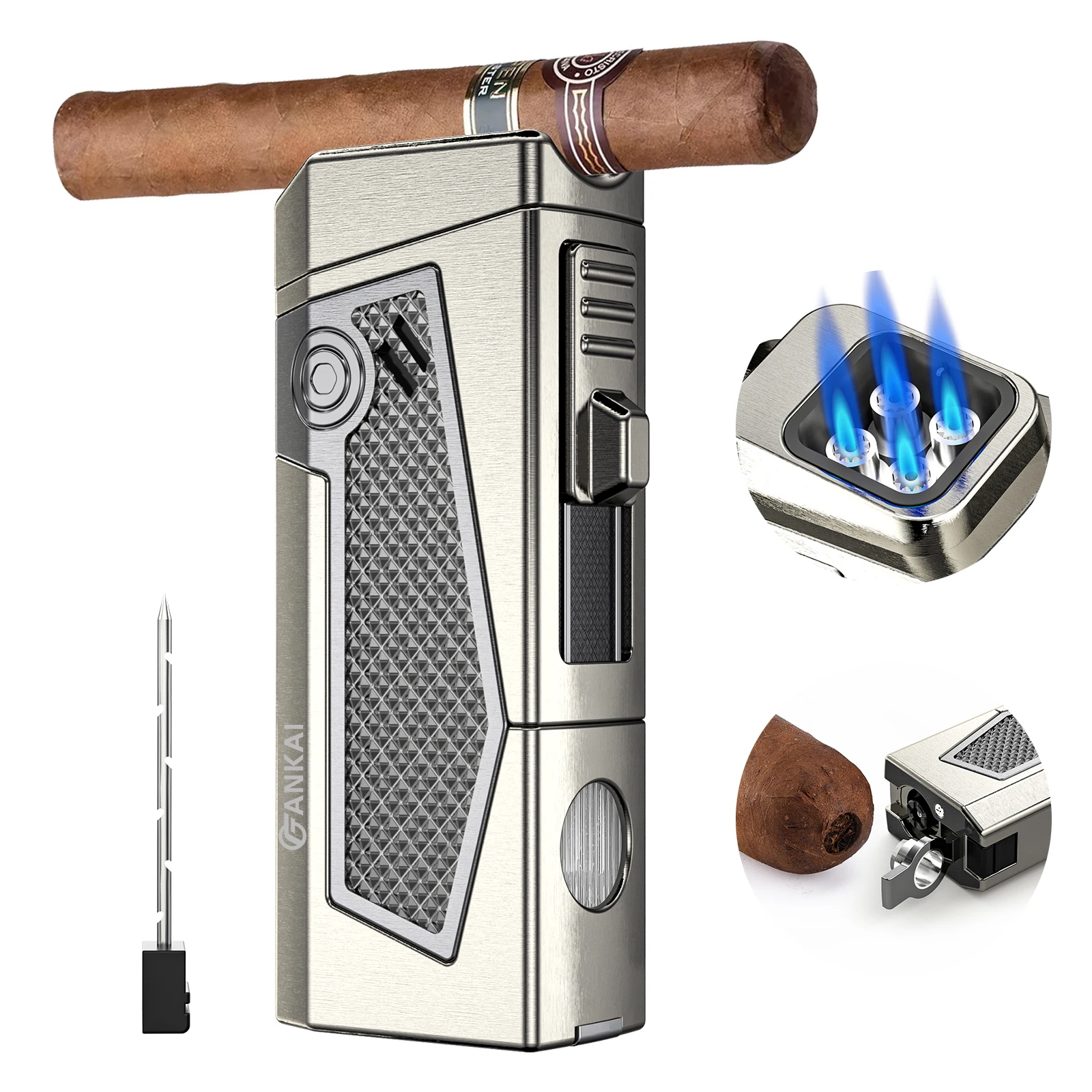 CigarLighter4TorchJetFlameCigarPunchHolderDrawEnhancer