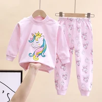 Ensembles de pyjamas en coton unisexe pour enfants, vêtements d'intérieur trempés, motif de dessin animé animal, ours, lapin, garçons, filles, quatre saisons, nouveau 1