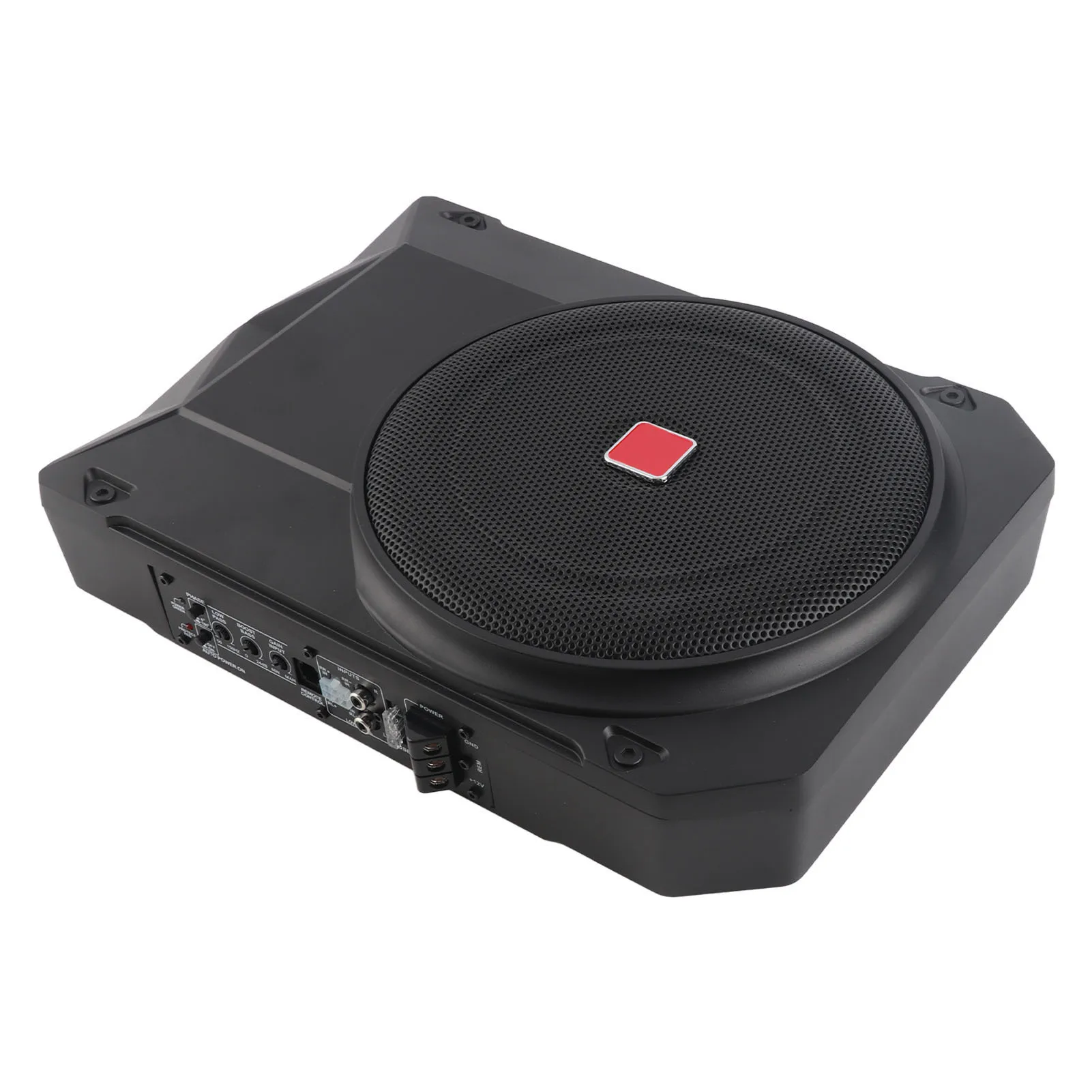 סאבוופר פעיל בגודל 10 אינץ' דק מאוד 800W 2.5 אוהם מופעל מתחת למושב עם בקר למערכת סאונד לרכב