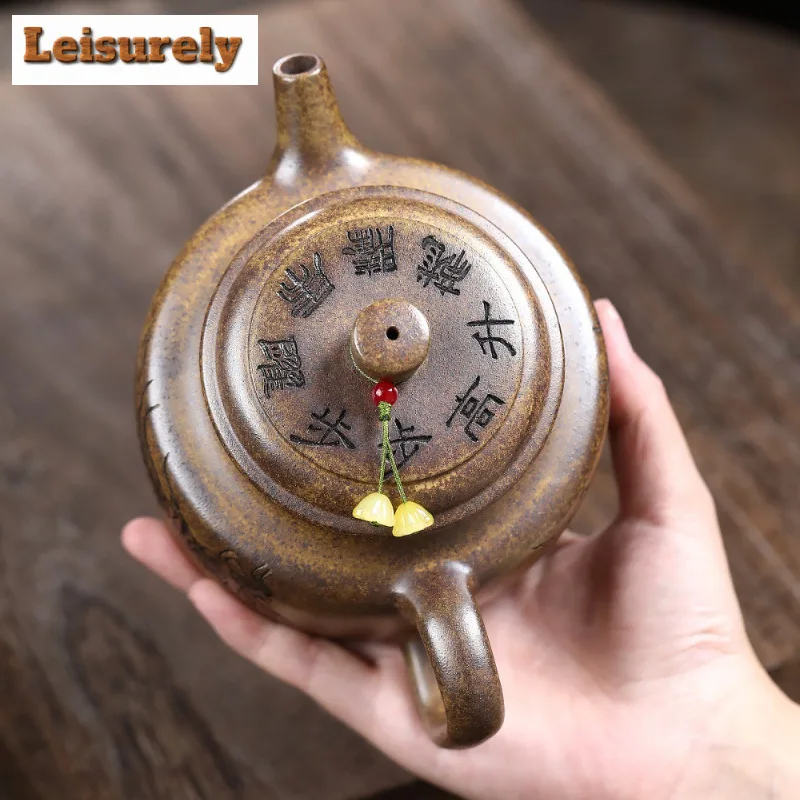 510ml Yixing Purple Clay Teapots Handmade Dragon Tiger Pot Raw Ore Wood-fired Porcelain Mud Kettle With Filter Zisha Tea Set