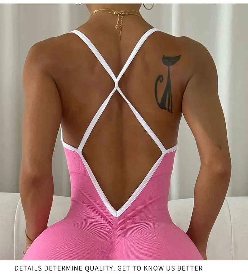 Women Seamless Ribbed Slim Jumpsuit Bodysuit Image 7