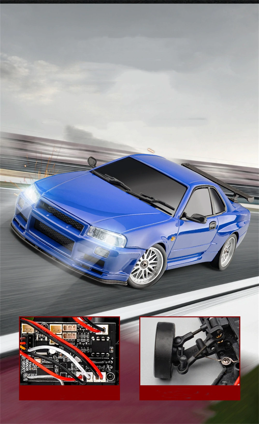 LDRC 1899 RTR 1/18 2.4G RWD RC Car Drift GTR R34 Gyro LED Light On-Road Full Proportional Alloy Body Shell Racing Vehicles Models Toys
