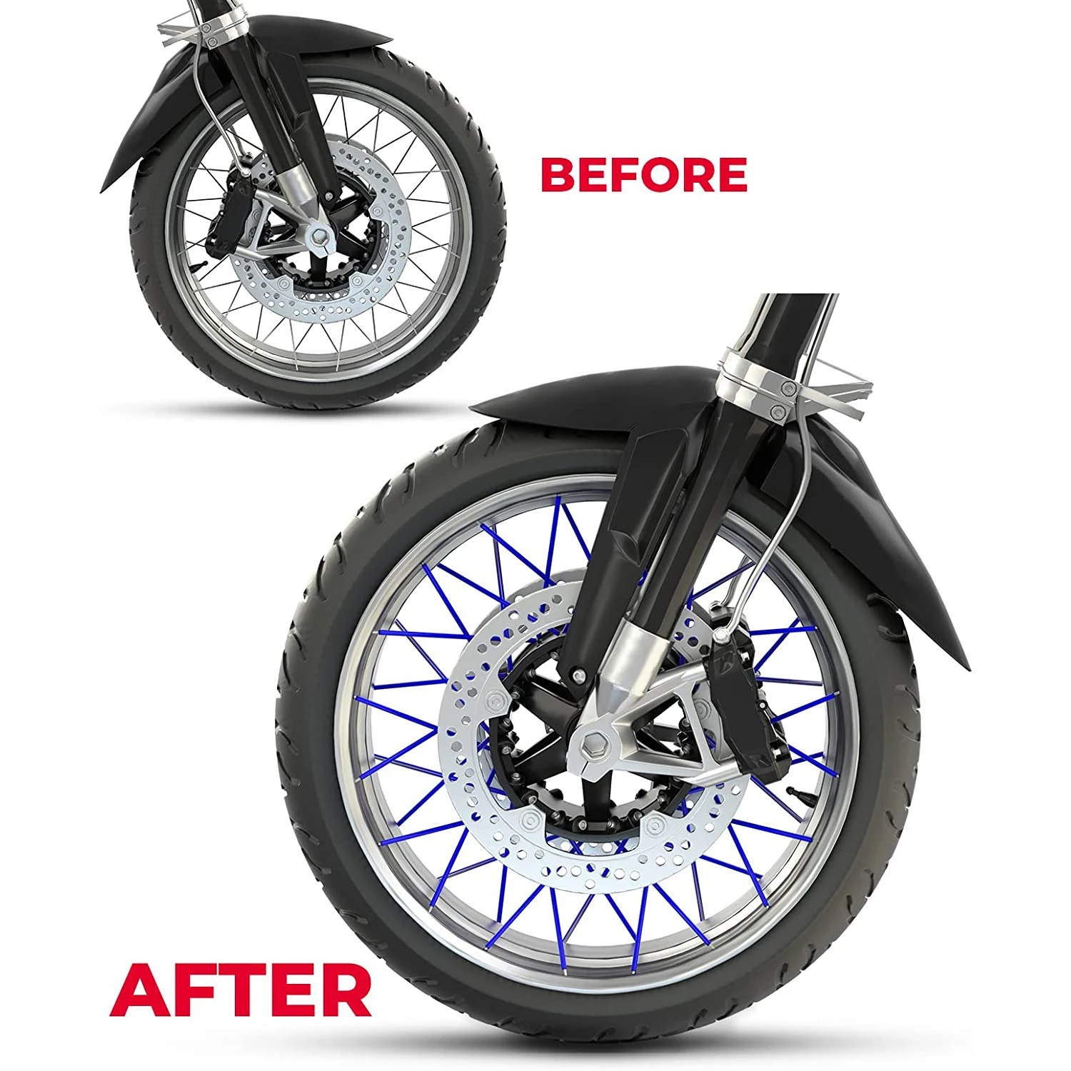 Motorcycle Spoke Cover Rim Protector Wrap - 72PCS Universal Wheel Rim Skins