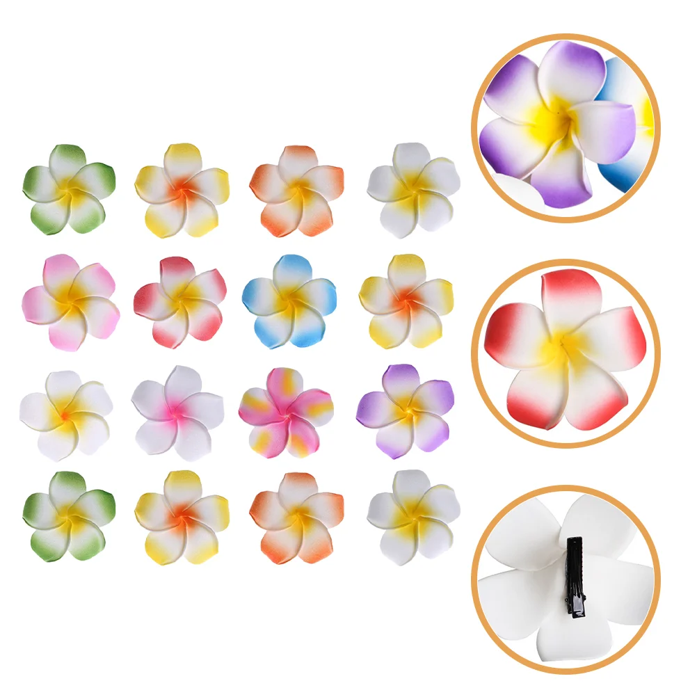 

16 Pcs Frangipani Hair Clip Flower Clips for Women Flowers Decor Girls Barrette Floral Barrettes Hairpins Hibiscus