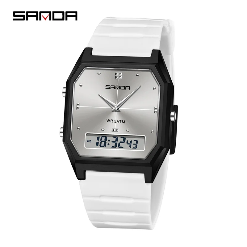 SANDA New Fashion Waterproof Dual Display Digital Leisure Watch