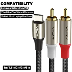 Premium USB - C to 2RCA Audio Adapter Cable - 3m (Type - C to 2RCA)