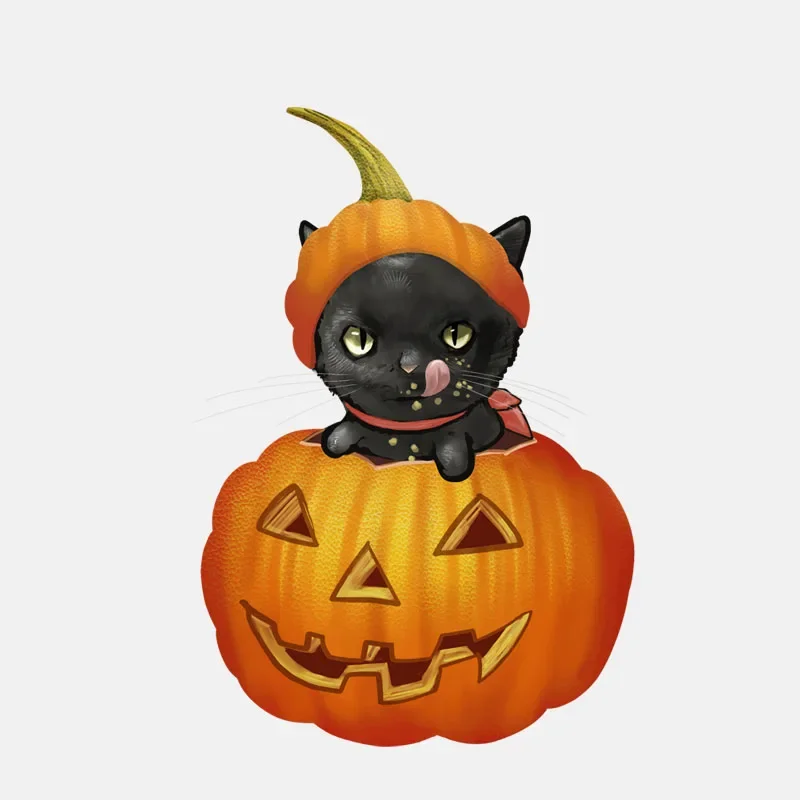 

Car Stickers Personalized Creative Stickers Car Decoration Halloween Cute Pumpkin Head Cat Waterproof and Sunscreen PVC 14*10cm