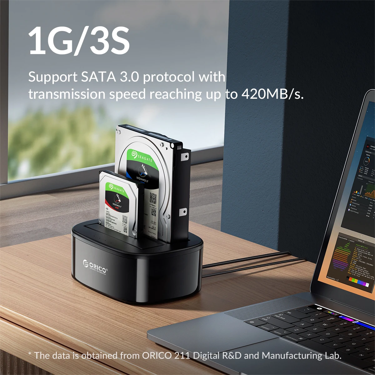 Фото Док-станция ORICO Dual-bay для жесткого диска 2,5/3,5 дюйма HDD SSD SATA для USB 3,0 HDD док-станция с адаптером питания 12V 3A №3