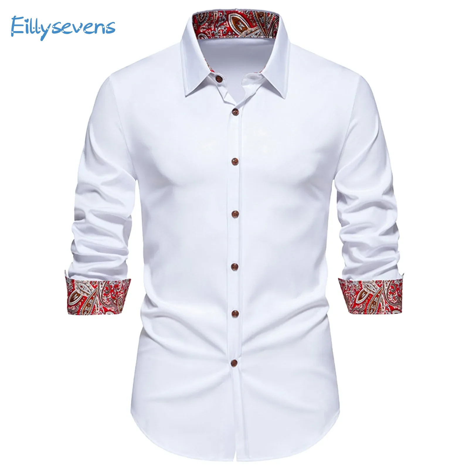 

Shirts For Men Trend Classic Printed Color Block Casual Shirts Lapel Long Sleeved Slim Fit Shirts Daily Commute Regular Shirts