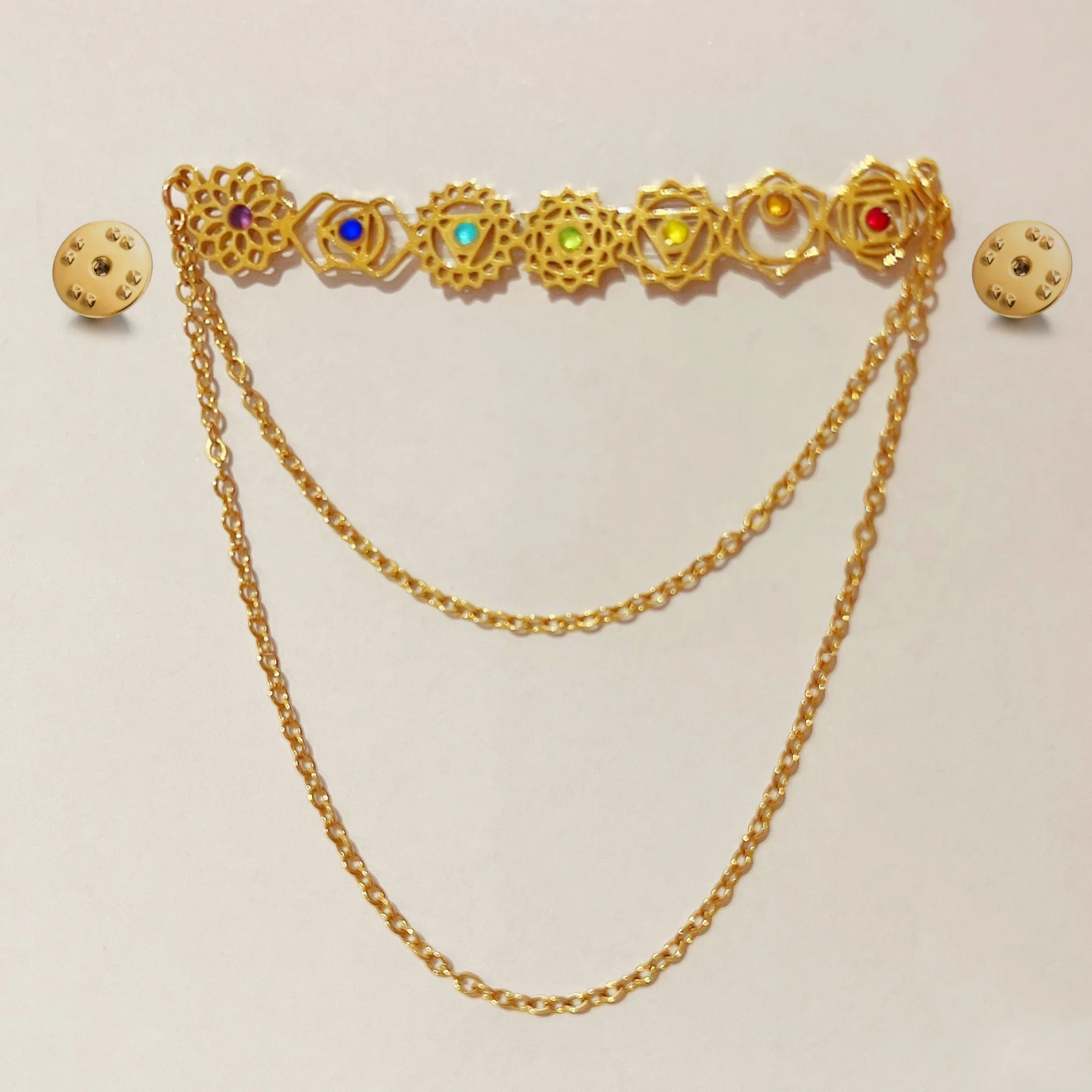 7 Chakra Zircon Brooch Pin 1
