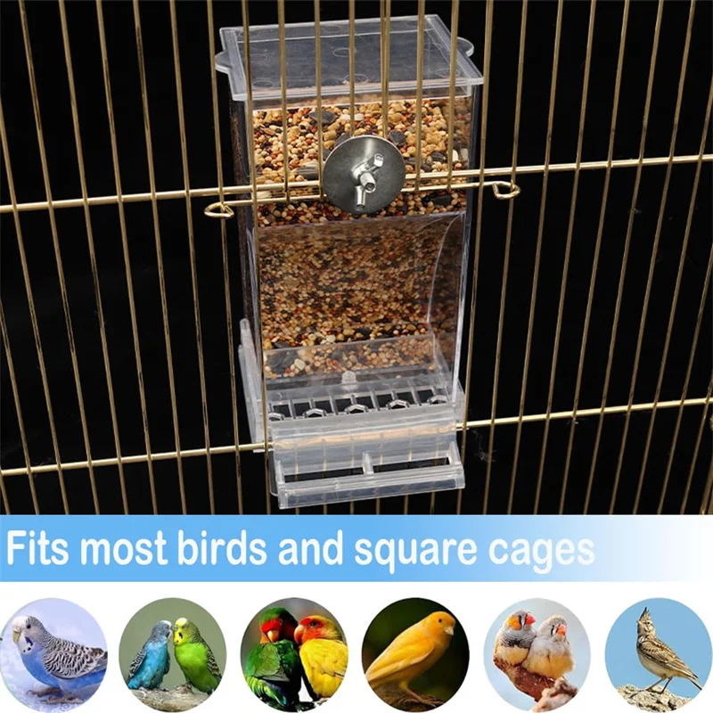No Mess Bird Feeders Automatic Parrot Feeder Drinker Acrylic Seed Food Container Cage Accessories For Small And Medium Parakeets parrot feeder bird feeder
