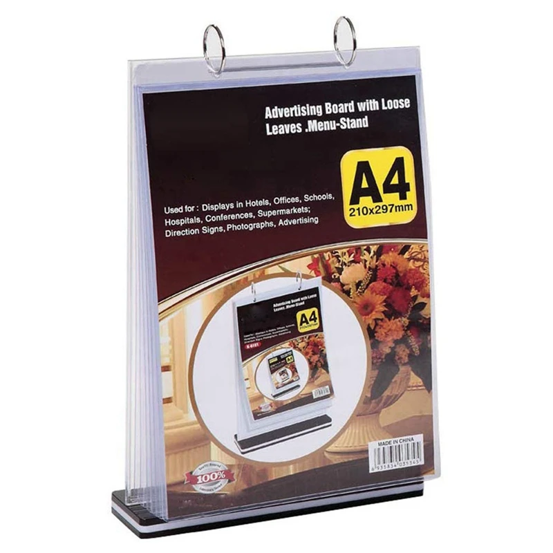 

NEW-4X A4 Multi-Page Flip Display Card Label Display Stand Detachable Label Business Menu Holder