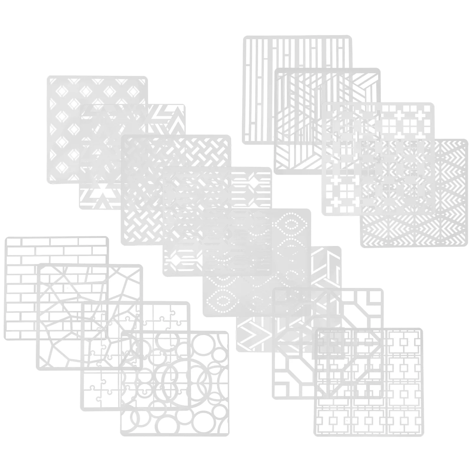 

16 Pcs Painting Template Stencils Hollow Out Brick for Concrete Geometric Plastic Drawing Child